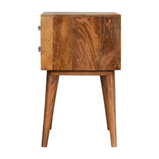 Mango Wood Raine Bedside Table with Screen Printed Drawer
