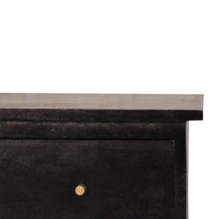 Mango Wood Nordic Bedside Table with 2 Drawers, Ash Black Finish
