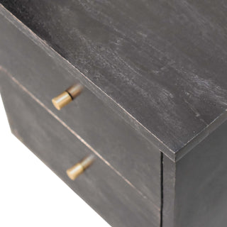 Mango Wood Nordic Bedside Table with 2 Drawers, Ash Black Finish