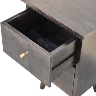 Mango Wood Nordic Bedside Table with 2 Drawers, Ash Black Finish