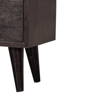Mango Wood Nordic Bedside Table with 2 Drawers, Ash Black Finish