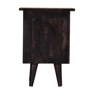 Mango Wood Nordic Bedside Table with 2 Drawers, Ash Black Finish