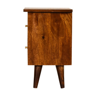 Nordic Platform Bedside Table in Chestnut Finish