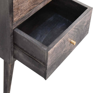 Mango Wood Bedside Table with 4 Drawers, Ash Black Finish