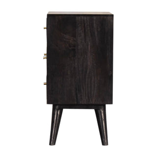 Mango Wood Bedside Table with 4 Drawers, Ash Black Finish