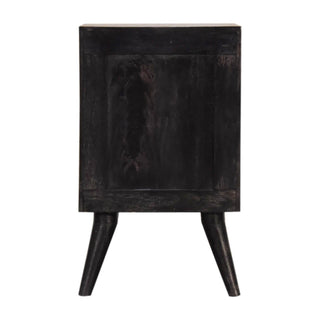 Mango Wood Bedside Table with 4 Drawers, Ash Black Finish