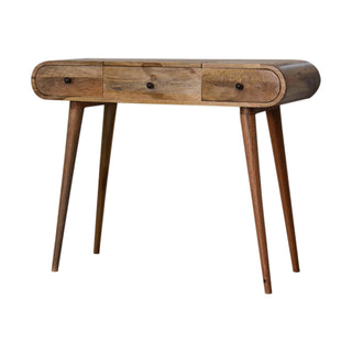 London Dressing Table with 3 Drawers and Foldable Mirror, Oak Finish