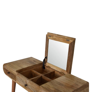 London Dressing Table with 3 Drawers and Foldable Mirror, Oak Finish