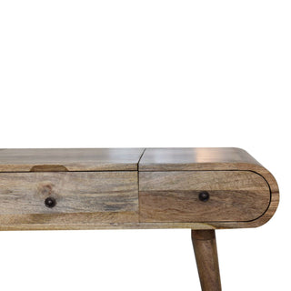 London Dressing Table with 3 Drawers and Foldable Mirror, Oak Finish