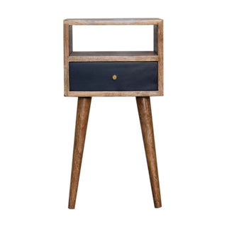 Narrow 1-Drawer, 1-Shelf Bedside Table in Navy