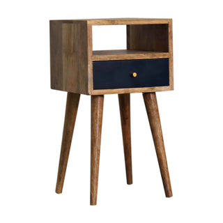 Narrow 1-Drawer, 1-Shelf Bedside Table in Navy