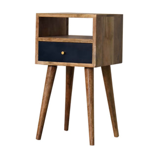 Narrow 1-Drawer, 1-Shelf Bedside Table in Navy