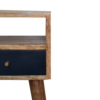 Narrow 1-Drawer, 1-Shelf Bedside Table in Navy