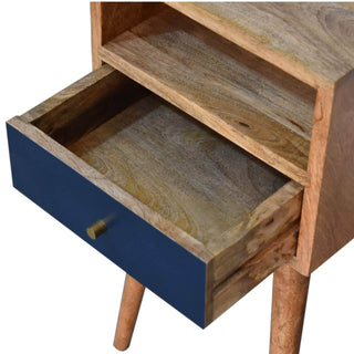 Narrow 1-Drawer, 1-Shelf Bedside Table in Navy
