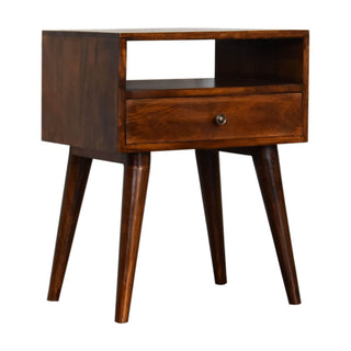 Mango Wood Bedside Table – 1 Drawer & 1 Shelf, Chestnut Finish