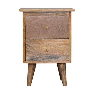 Nordic Bedside Table with 2 Drawers in Oak Finish