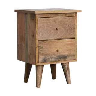 Nordic Bedside Table with 2 Drawers in Oak Finish