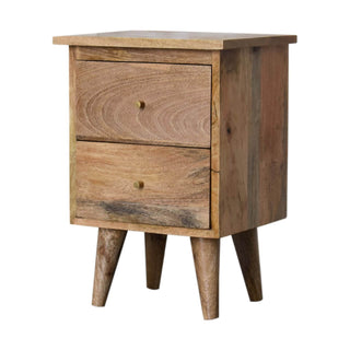 Nordic Bedside Table with 2 Drawers in Oak Finish