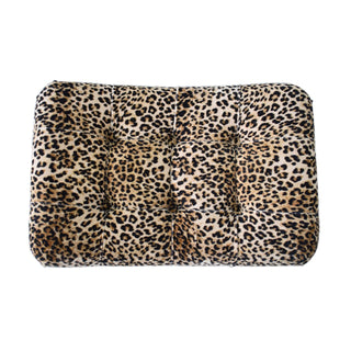 Curved Bench in Leopard Print Velvet – Solid Mango Wood Base