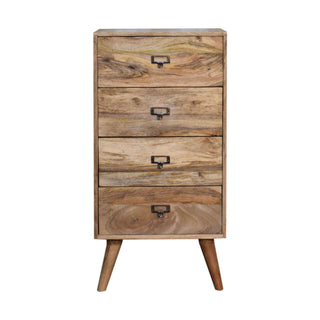 Mango Wood 4 Drawer Tallboy, Oak Finish