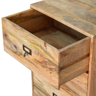 Mango Wood 4 Drawer Tallboy, Oak Finish