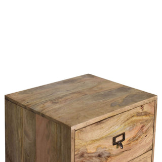 Mango Wood 4 Drawer Tallboy, Oak Finish