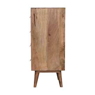Mango Wood 4 Drawer Tallboy, Oak Finish