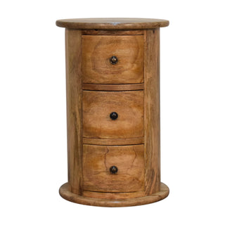 Narrow 3 Drawer Drum Chest in Oak Finish