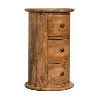 Narrow 3 Drawer Drum Chest in Oak Finish