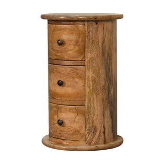 Narrow 3 Drawer Drum Chest in Oak Finish
