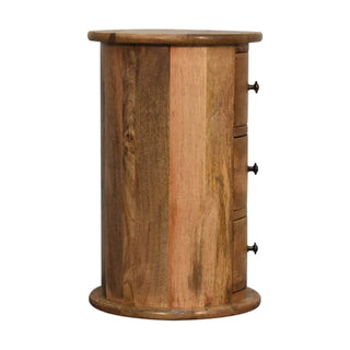 Narrow 3 Drawer Drum Chest in Oak Finish