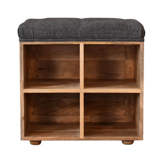 4-Slot Upholstered and Mango Wood Shoe Storage Bench