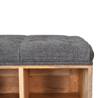 4-Slot Upholstered and Mango Wood Shoe Storage Bench