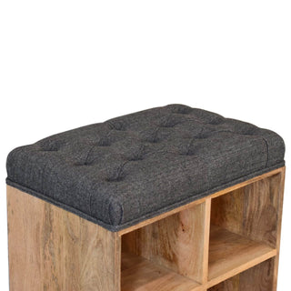 4-Slot Upholstered and Mango Wood Shoe Storage Bench