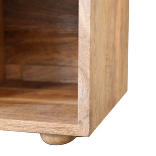 4-Slot Upholstered and Mango Wood Shoe Storage Bench