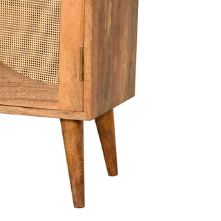 Mango Wood & Rattan Leaf Design Cabinet