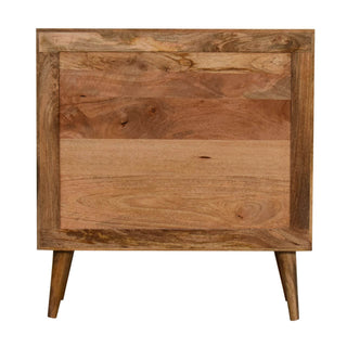Mango Wood & Rattan Leaf Design Cabinet
