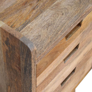 Mango Wood Bedside Table with 3 Drawers, Oak Finish