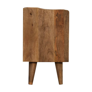 Mango Wood Bedside Table with 3 Drawers, Oak Finish