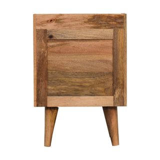 Mango Wood Bedside Table with 3 Drawers, Oak Finish