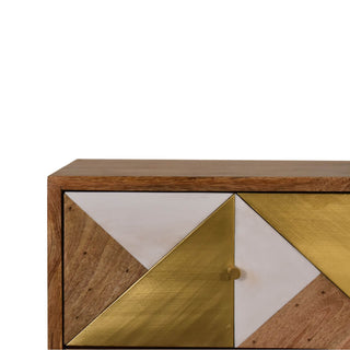 Mango Wood Ivy Bedside Table with Brass Plated Drawer Accents