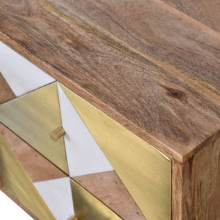 Mango Wood Ivy Bedside Table with Brass Plated Drawer Accents