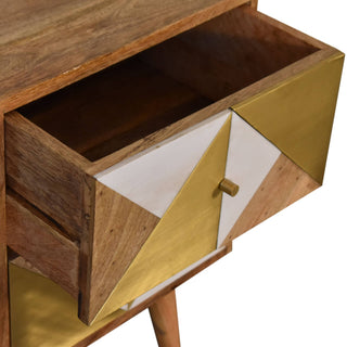 Mango Wood Ivy Bedside Table with Brass Plated Drawer Accents