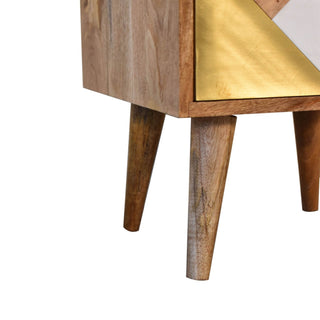 Mango Wood Ivy Bedside Table with Brass Plated Drawer Accents