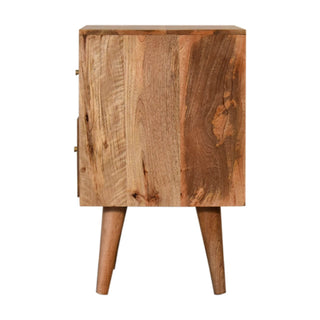 Mango Wood Ivy Bedside Table with Brass Plated Drawer Accents