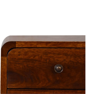 2 Drawer Narrow Bedside Table, Chestnut Finish