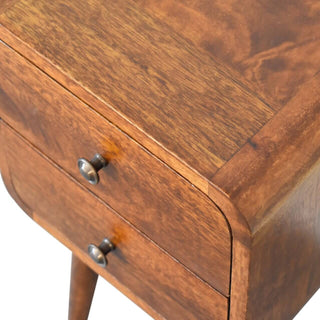 2 Drawer Narrow Bedside Table, Chestnut Finish
