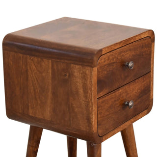 2 Drawer Narrow Bedside Table, Chestnut Finish