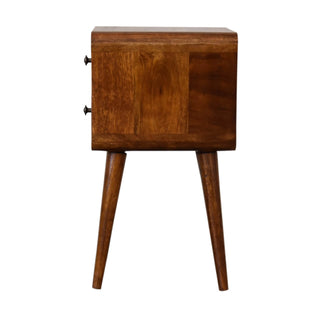 2 Drawer Narrow Bedside Table, Chestnut Finish