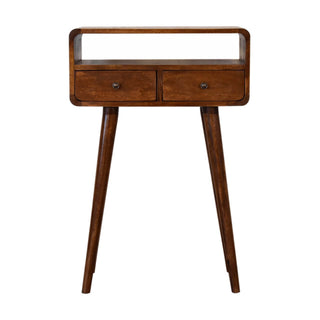 Narrow 1 Drawer 1 Shelf Console Table, Chestnut Finish